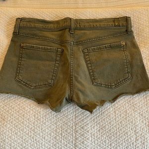 7 For All Mankind Green Distressed Denim Shorts